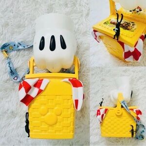 Disney Yellow Basket with Ghost Lid and Checkered Cloth